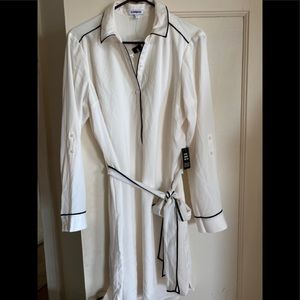 Express white shirt dress with black trim